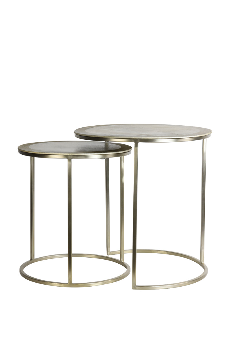 Gold Nested Side Tables Set (2) - 40x45cm & 50x52cm Talca Design