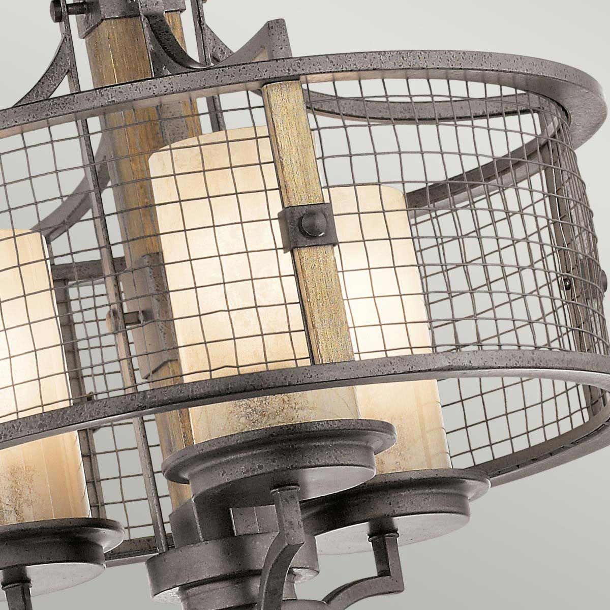 Aged Wood and Iron Gothic Rustic Chandelier with Three Lights