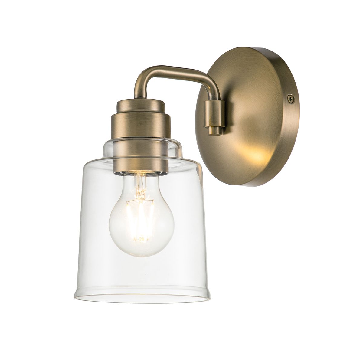 Aivian Industrial Weathered Brass Wall Sconce with Tapered Glass Shade