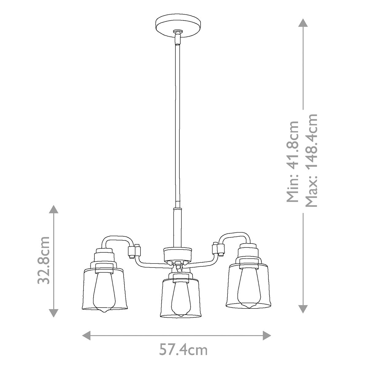 Aivian Industrial Brass Chandelier with Tapered Glass Shades
