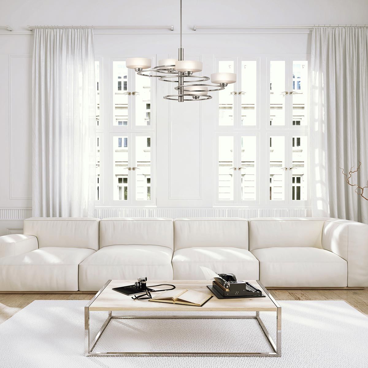 Aleeka Celestial Orbit 5-Globe Nickel Chandelier