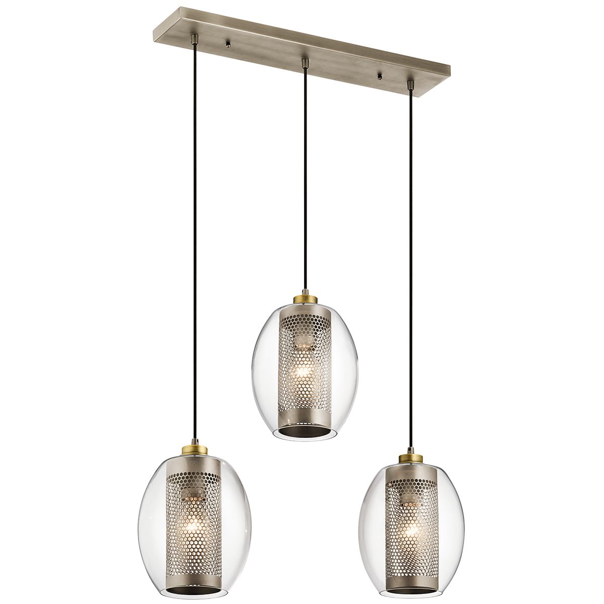 Asher 3 Light Pendant Rectangle Antique Pewter