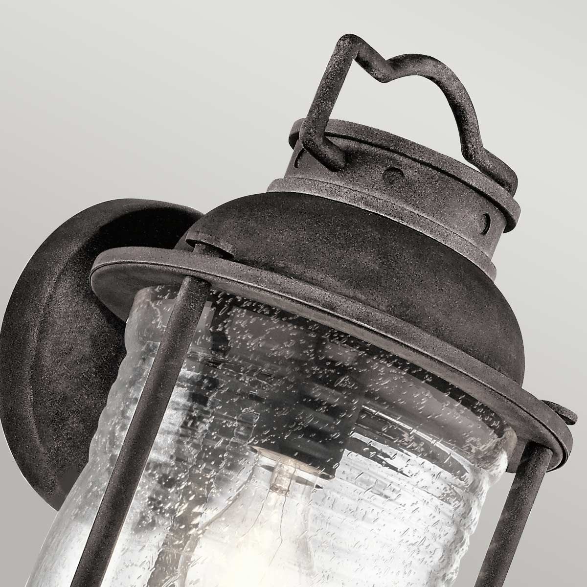 Ashland Bay Weathered Zinc Wall Lantern - Colonial Charm with Seeded Glass