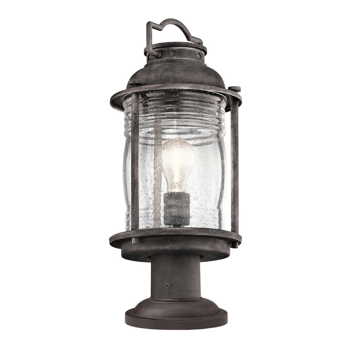 Weathered Zinc Ashland Bay Outdoor Pedestal Lantern Light