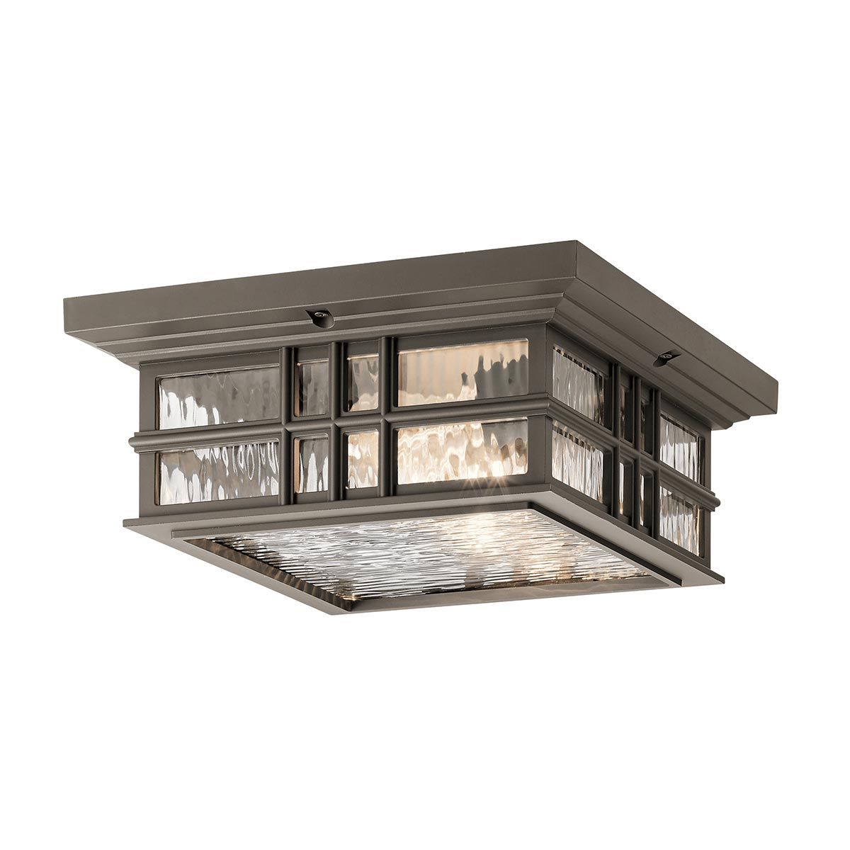 Olde Bronze Beacon Square Exterior Flush Mount Light