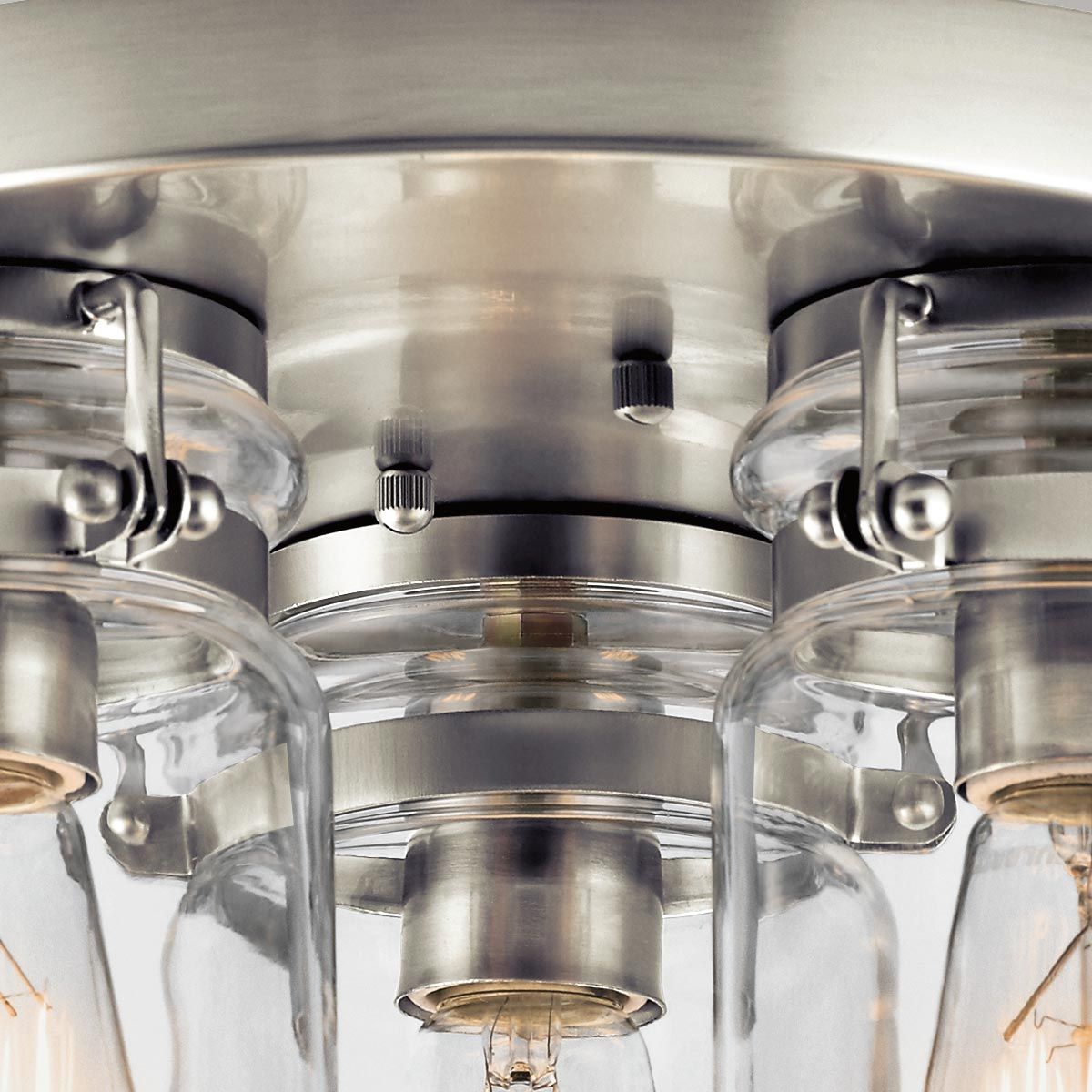 Brinley Brushed Nickel 3-Light Vintage Flush Mount Fixture