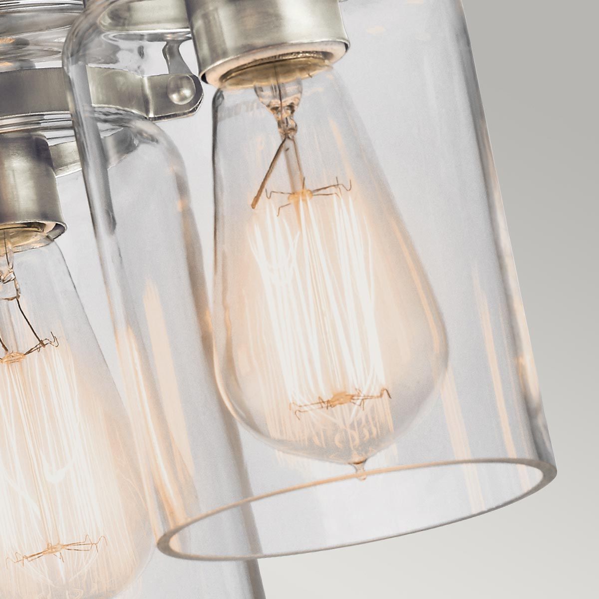 Brinley Brushed Nickel 3-Light Vintage Flush Mount Fixture