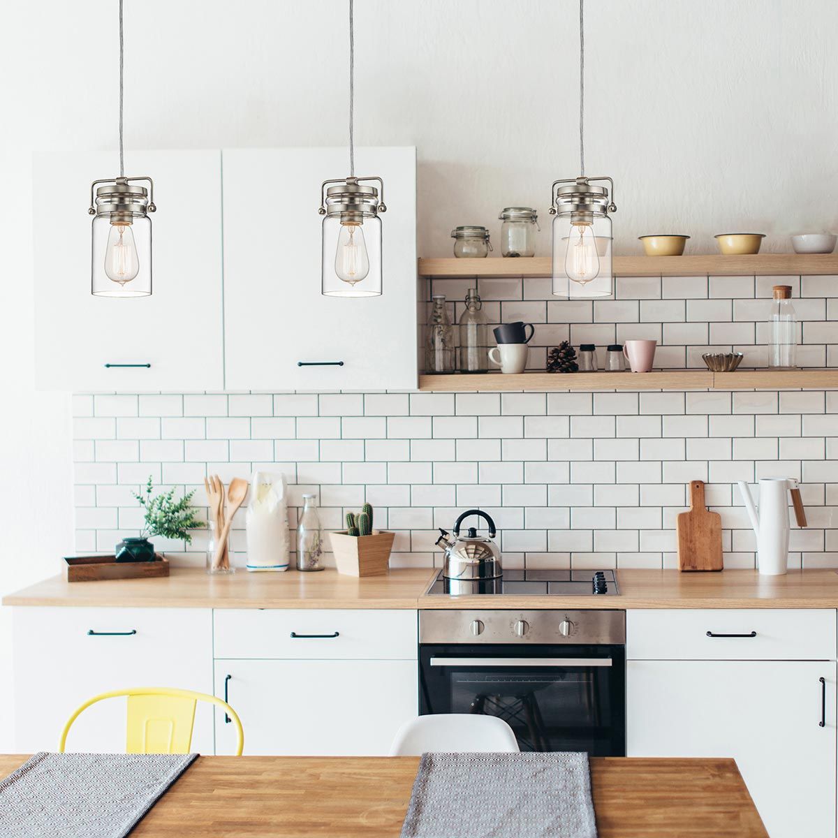 Brinley Brushed Nickel 3-Light Vintage Mini Pendant