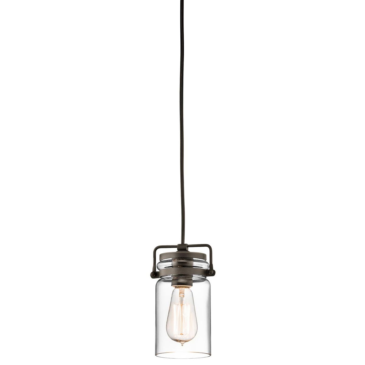Brinley Vintage Mason Jar Pendant Light in Olde Bronze Finish