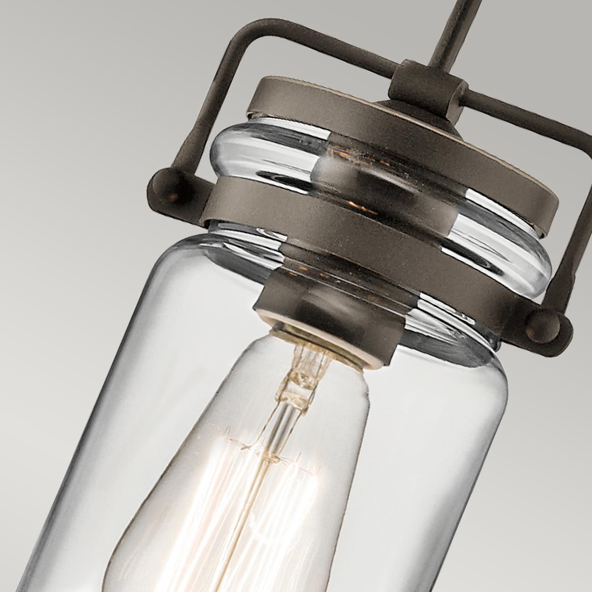 Brinley Vintage Mason Jar Pendant Light in Olde Bronze Finish