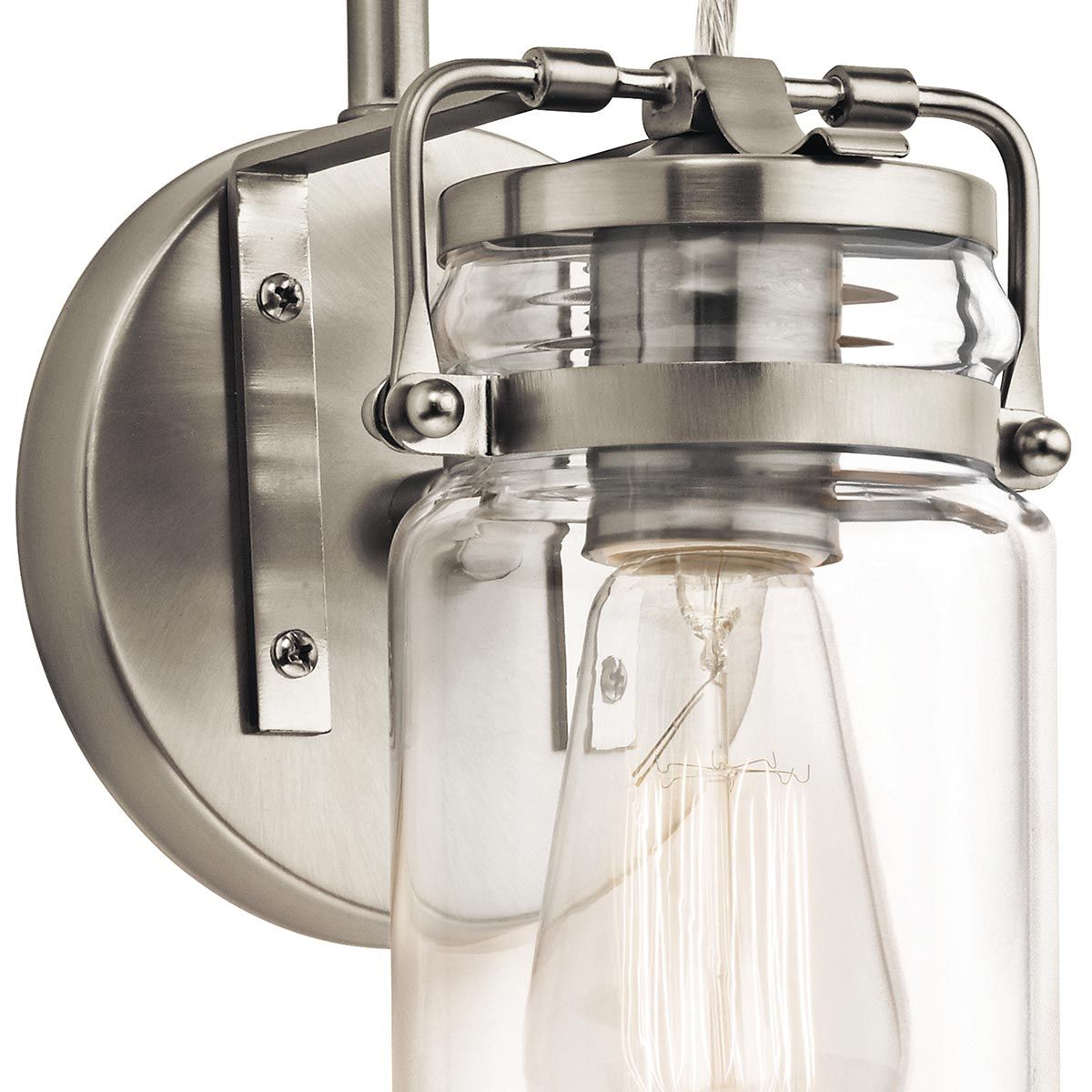 Brinley Brushed Nickel Vintage Mason Jar Wall Sconce
