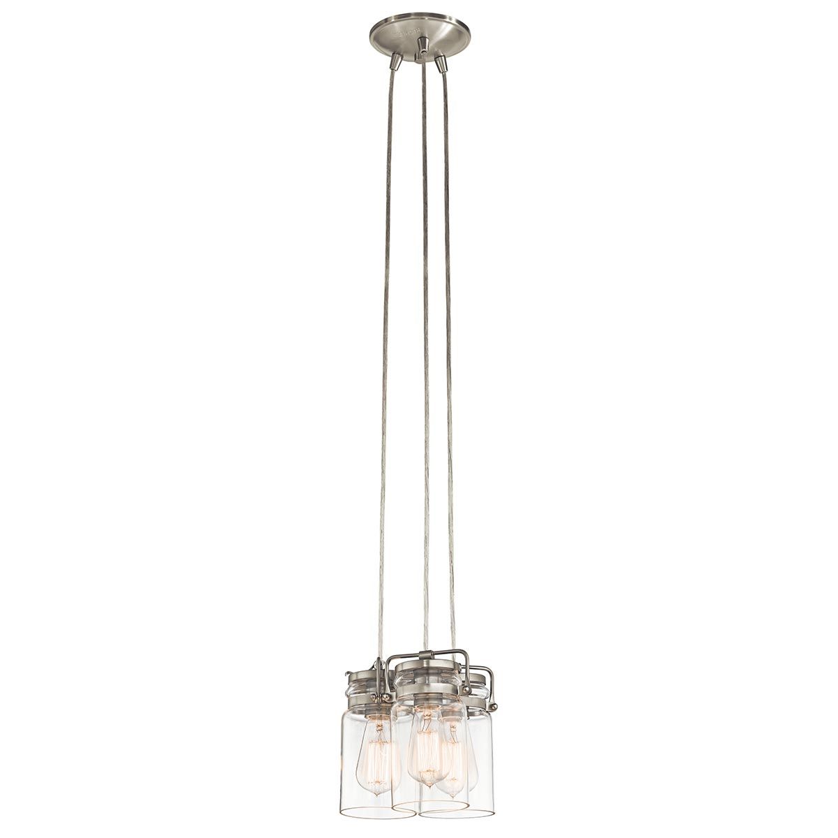 Brinley 3-Light Rustic Brushed Nickel Pendant Fixture