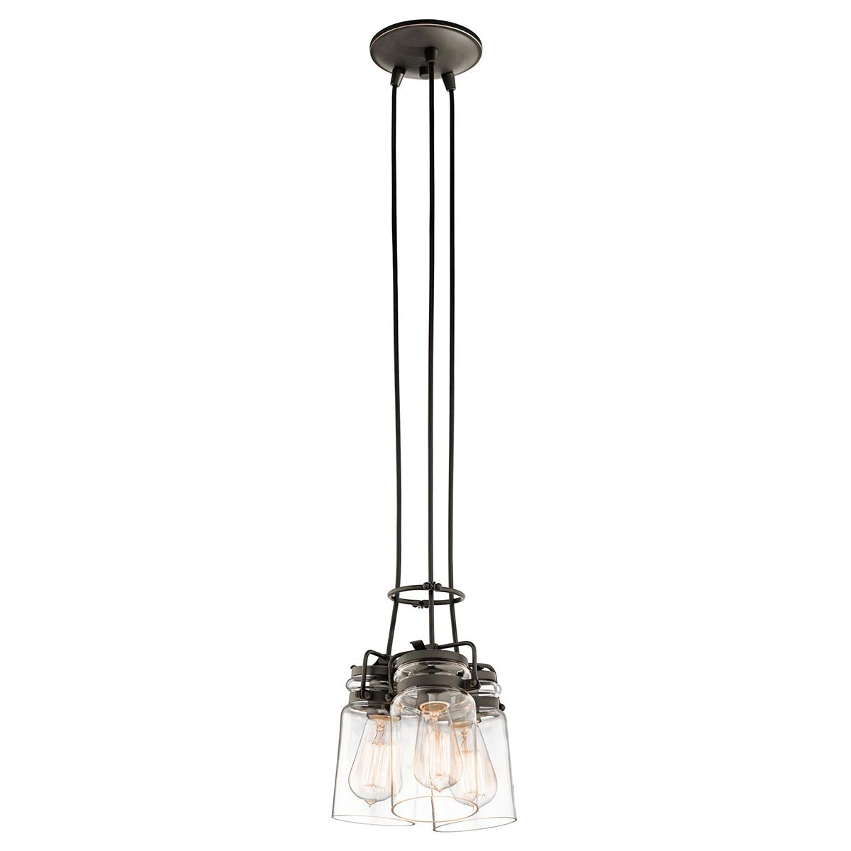 Brinley Rustic Mason Jar Pendant Light Cluster