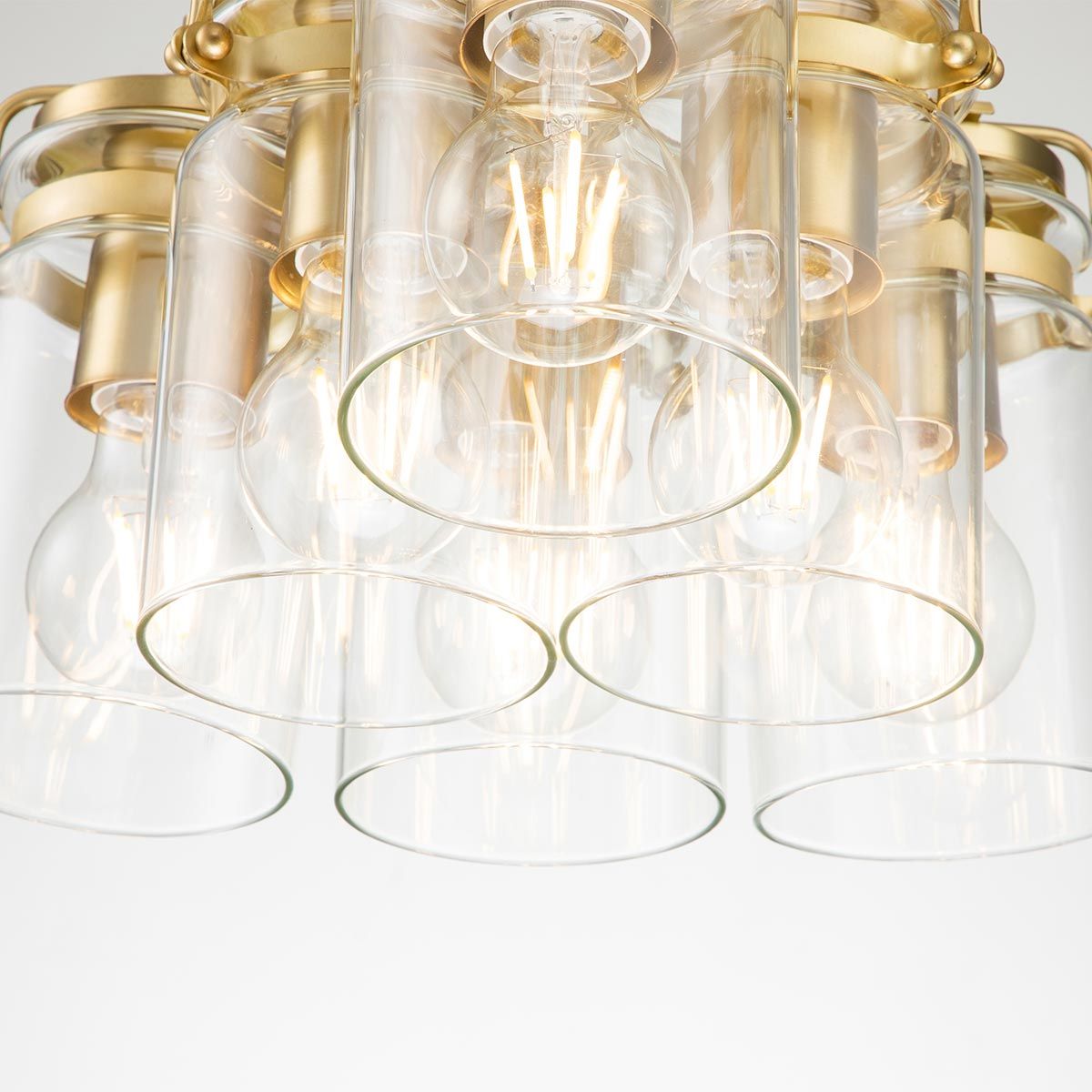 Brinley Vintage 6-Light Cluster Pendant in Brushed Brass
