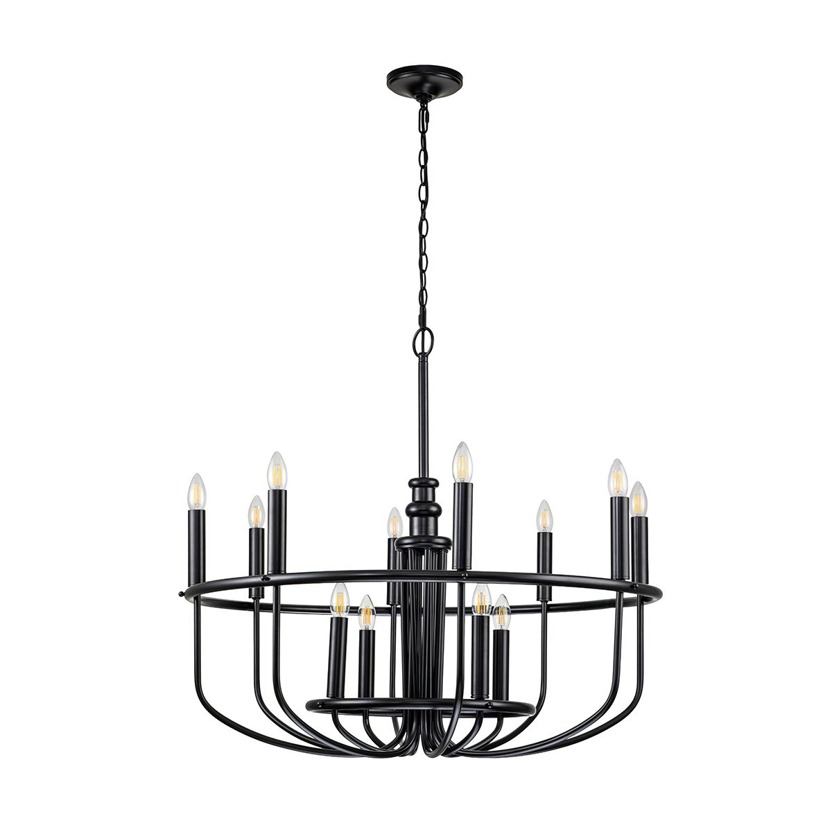Capitol Hill 12lt Chandelier Black