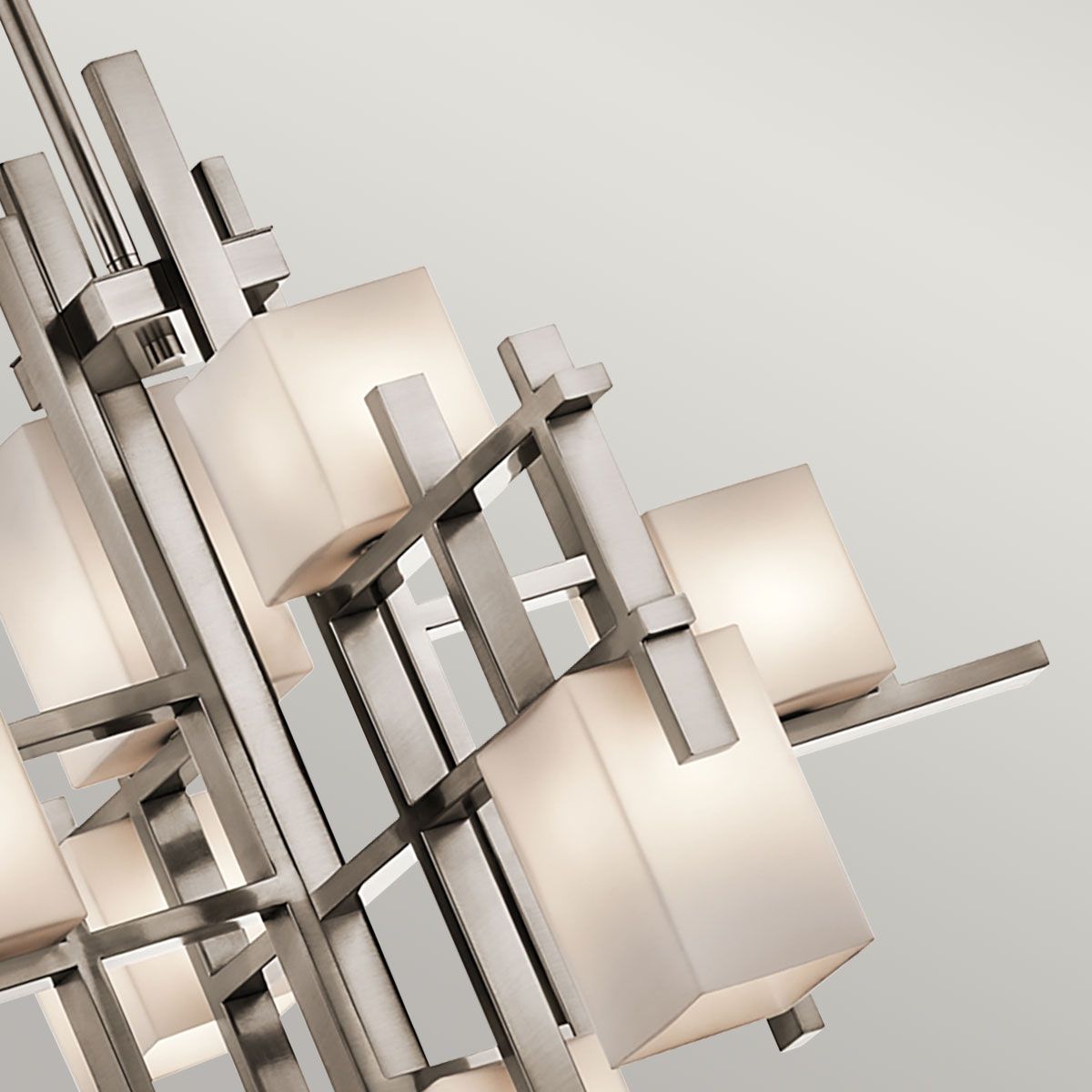 Modern Urban Elegance: Nickel Art Deco 7-Light Cluster Chandelier