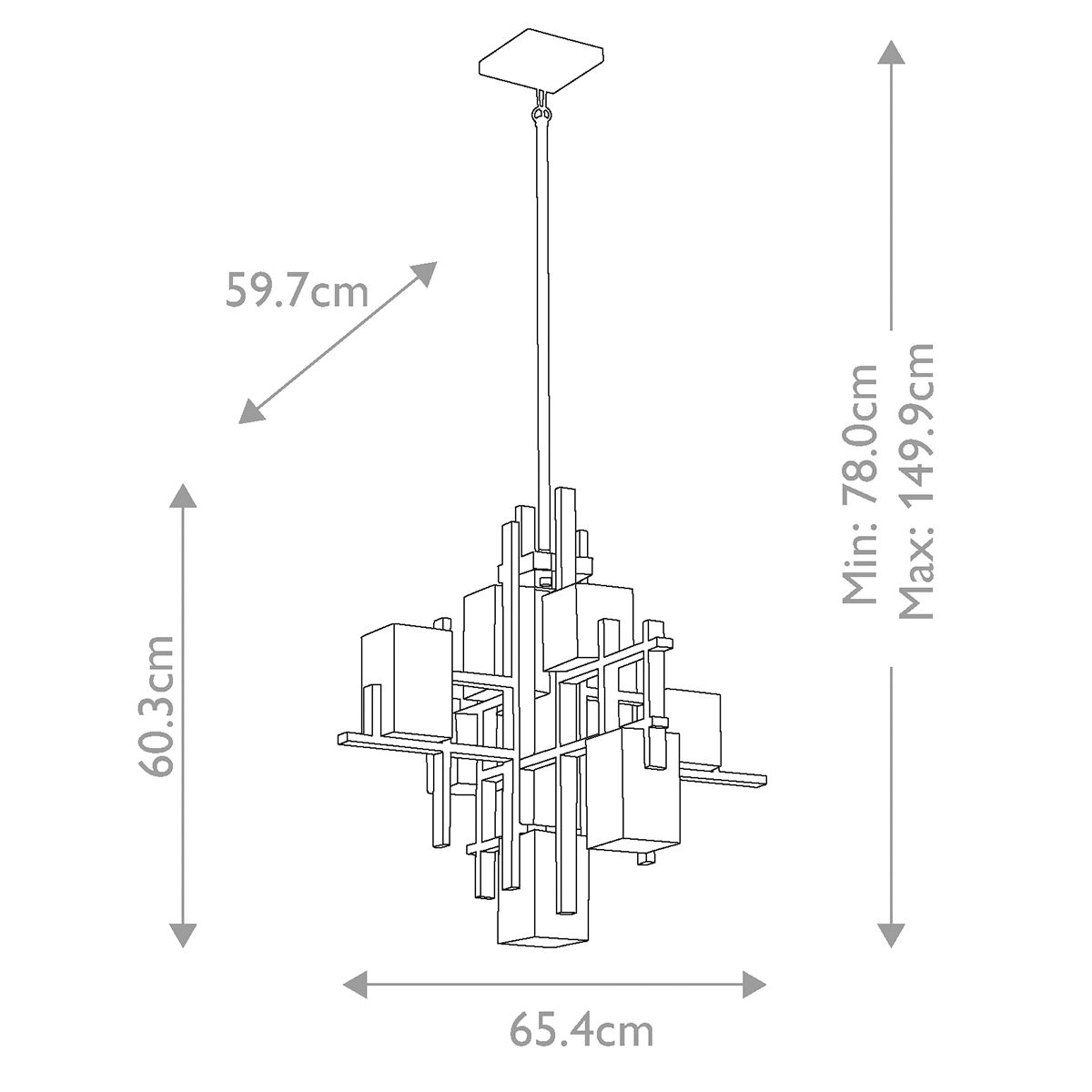Modern Urban Elegance: Nickel Art Deco 7-Light Cluster Chandelier