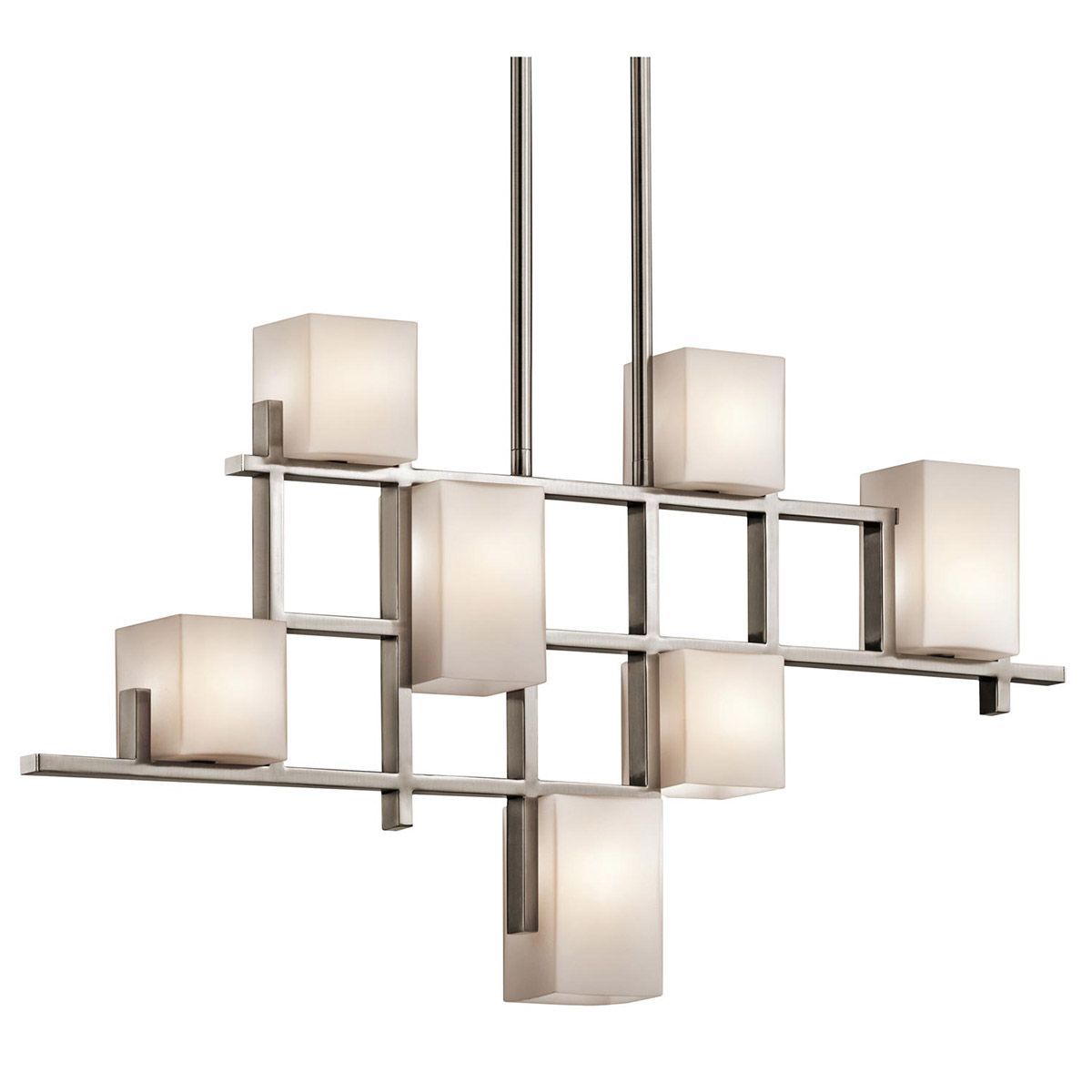 Contemporary Nickel Art Deco 7-Light Linear Chandelier