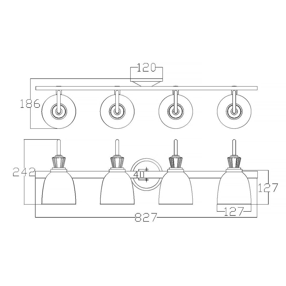 Cora Elegance: Polished Chrome 4-Light Bathroom Wall Fixture