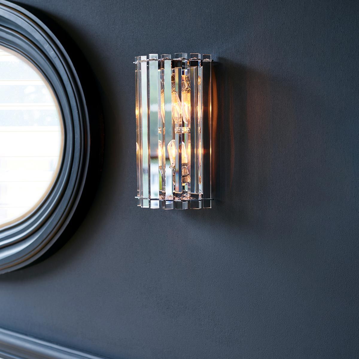 Gleaming Chrome Crystal Prism Wall Light