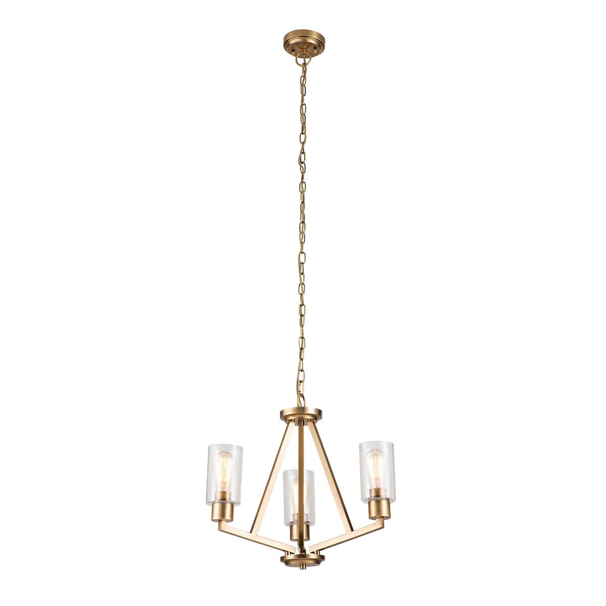 Deryn 3-Light Modern Brass Chandelier with Seeded Glass