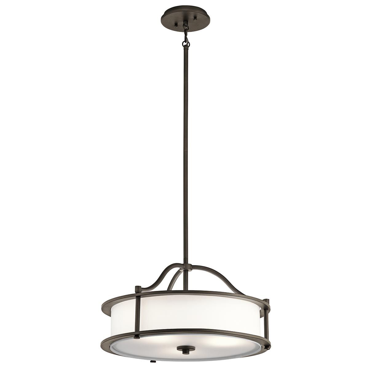 Emory 3-Light Pendant/Semi Flush in Classic Pewter with Off-White Drum Shade