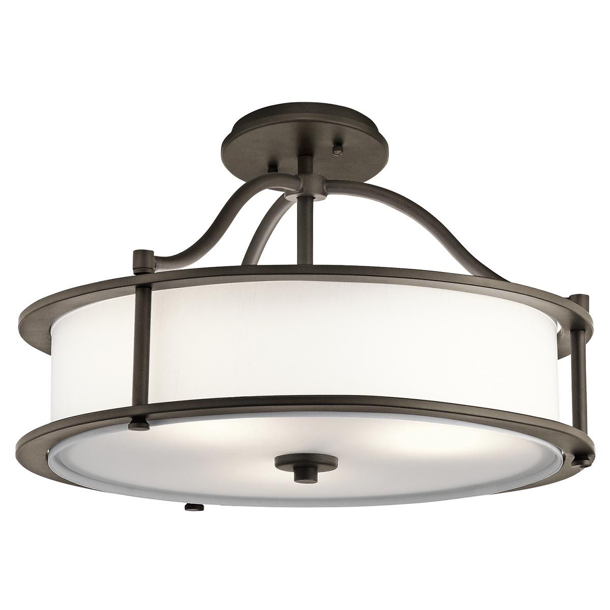 Emory 3-Light Pendant/Semi Flush in Classic Pewter with Off-White Drum Shade