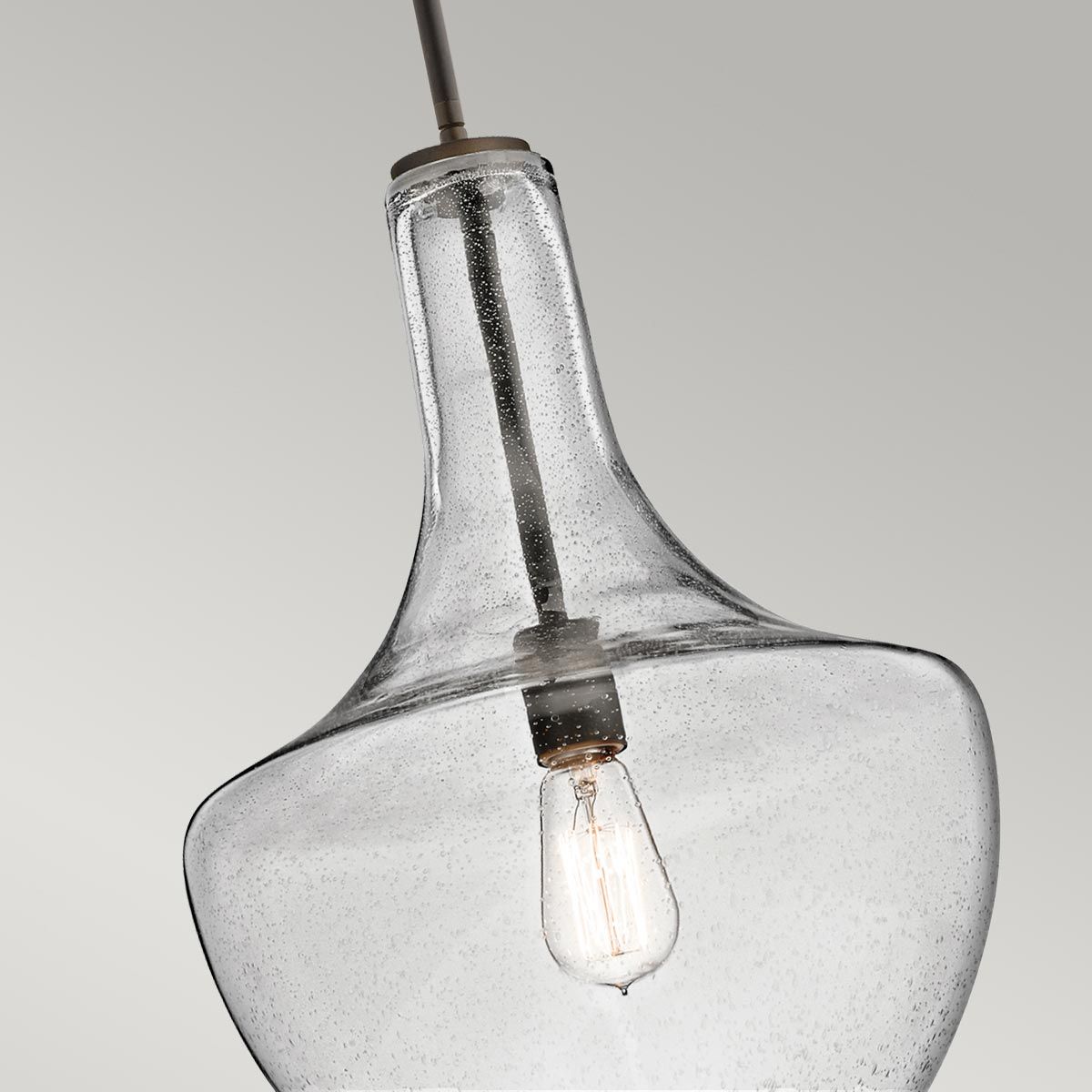 Everly 1-Light Small Pendant in Olde Bronze with Seeded Glass
