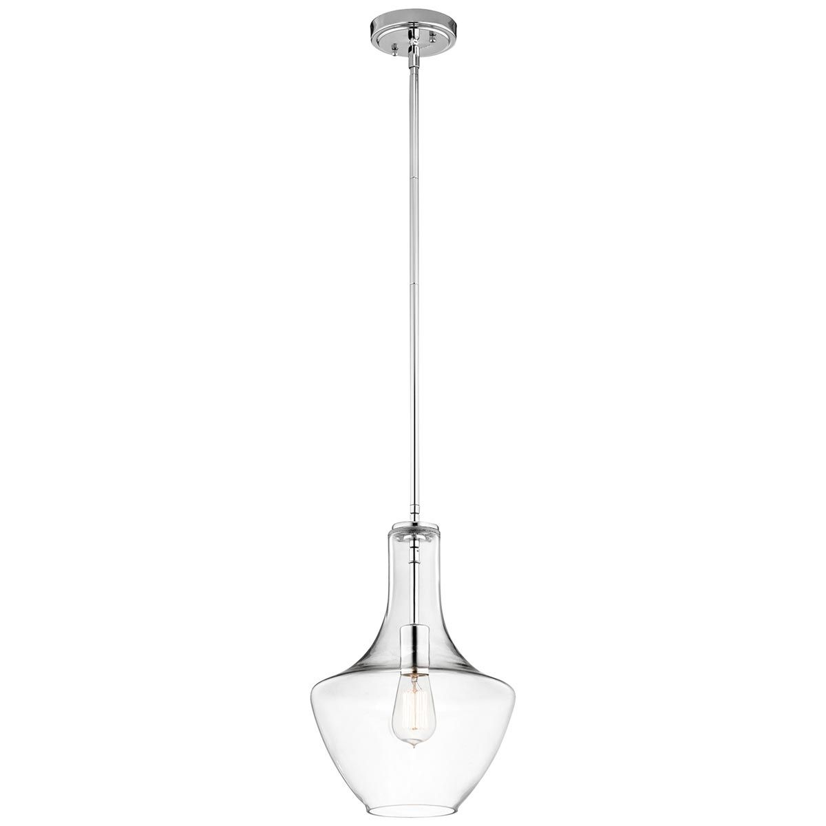 Everly Chrome Crystal Pendant Light with Clear Glass Shade