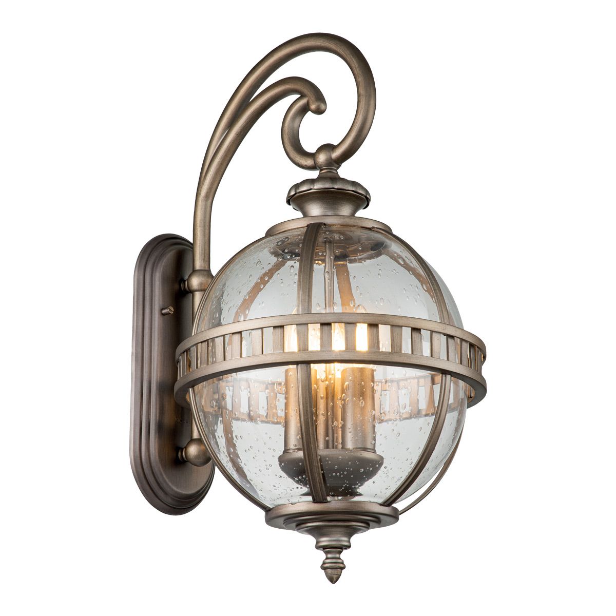Halleron Victorian-Inspired Burnished Bronze Outdoor Wall Lantern