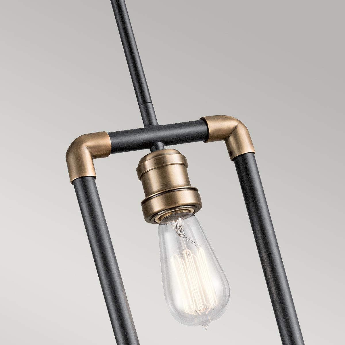 Imahn Industrial Black and Brass Pipe Ceiling Pendant Light