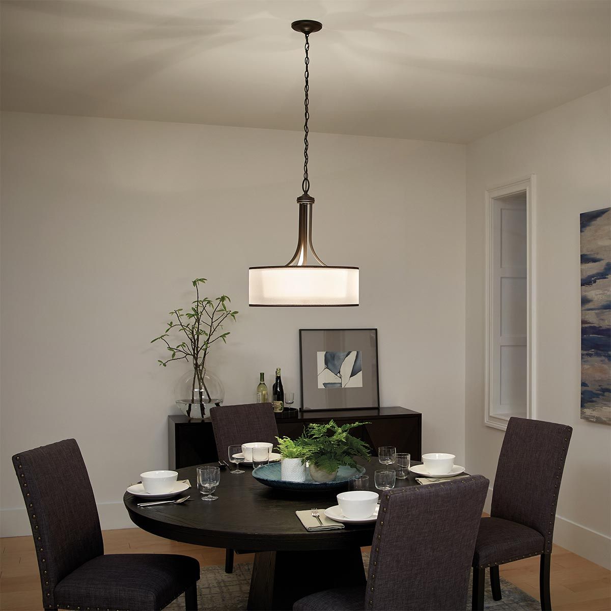 American Vintage Lacey Kitchen Island Pendant with Drum Shade Lighting