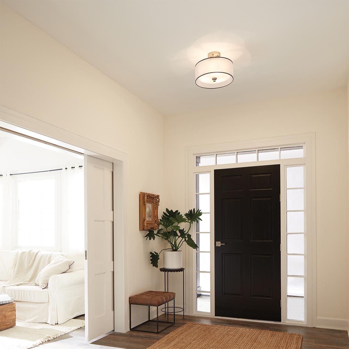 Lacey Antique Pewter Semi-Flush Mount with Trio Lighting