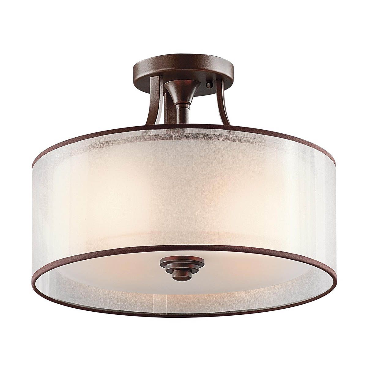 Lacey Mission Bronze Drum Shade Semi-Flush Ceiling Light