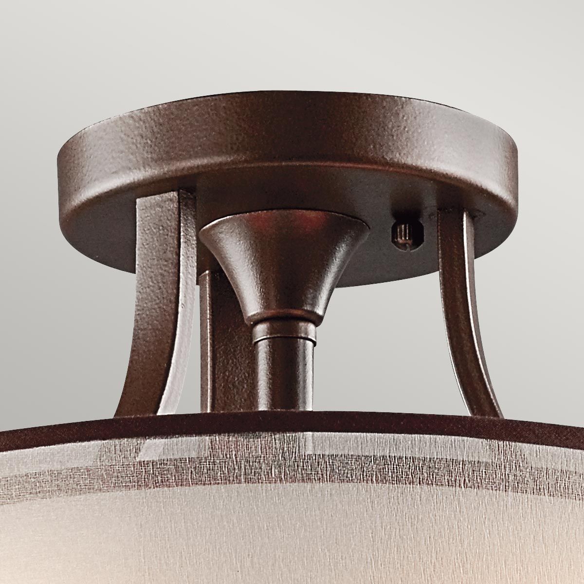 Lacey Mission Bronze Drum Shade Semi-Flush Ceiling Light