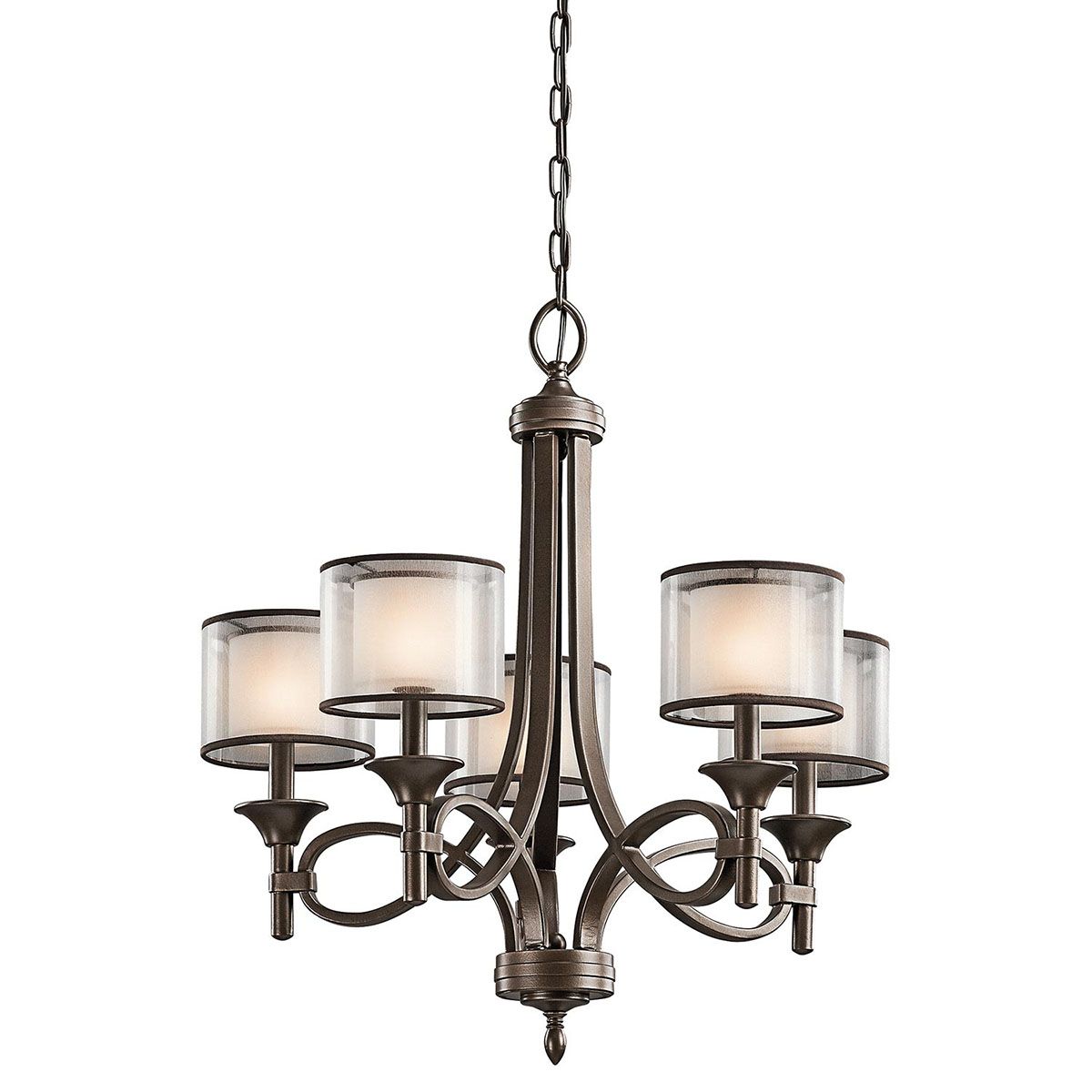 Elegant Lacey Bronze Chandelier with Candle-Style Shades