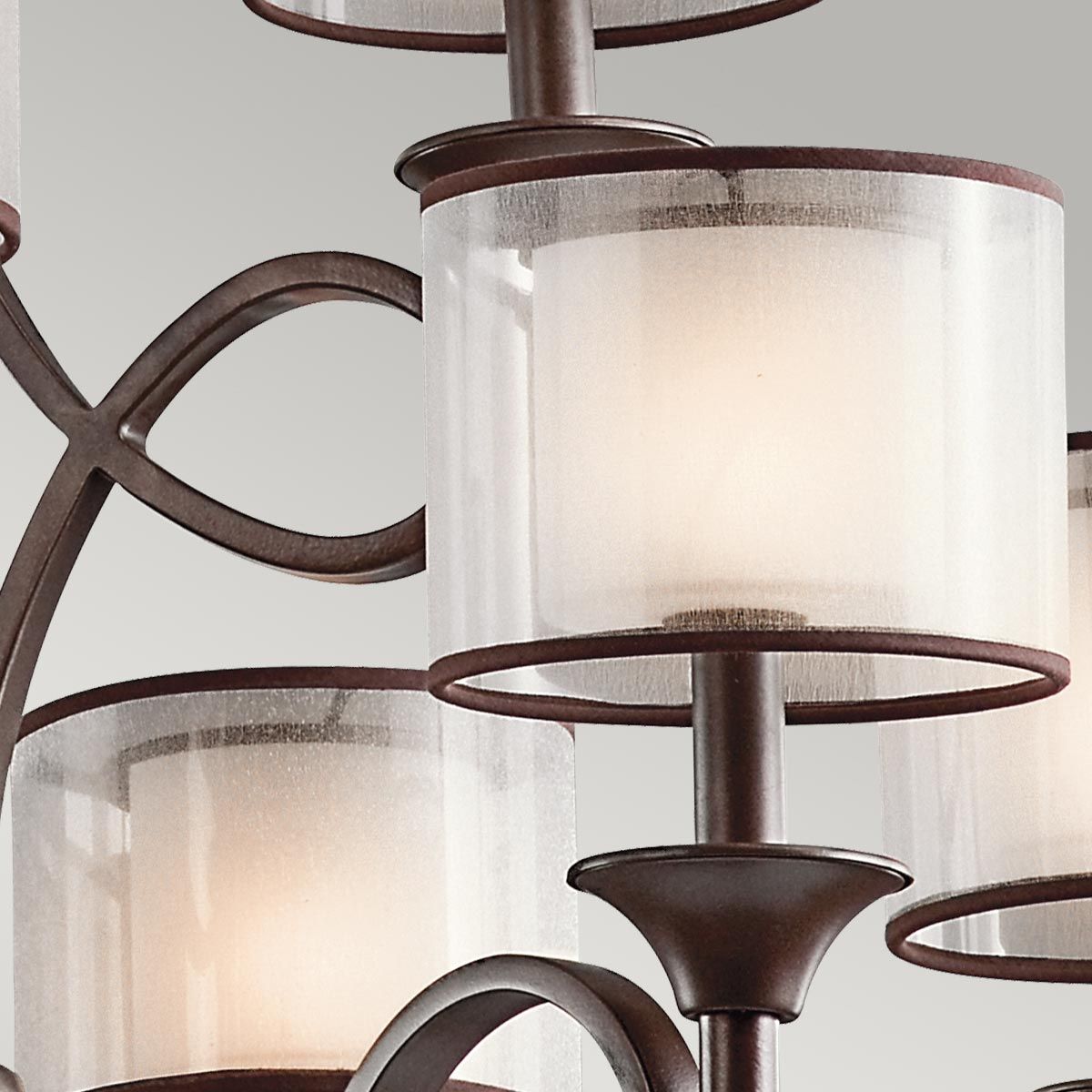 Elegant Lacey Bronze 9-Light Chandelier with Candle-Style Shades
