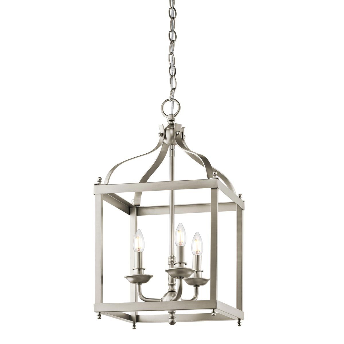 Larkin Vintage Victorian Tri-Bulb Nickel Pendant Lantern