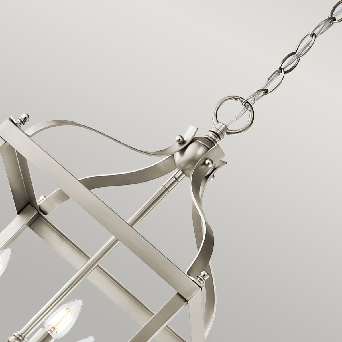 Larkin Vintage Victorian Tri-Bulb Nickel Pendant Lantern