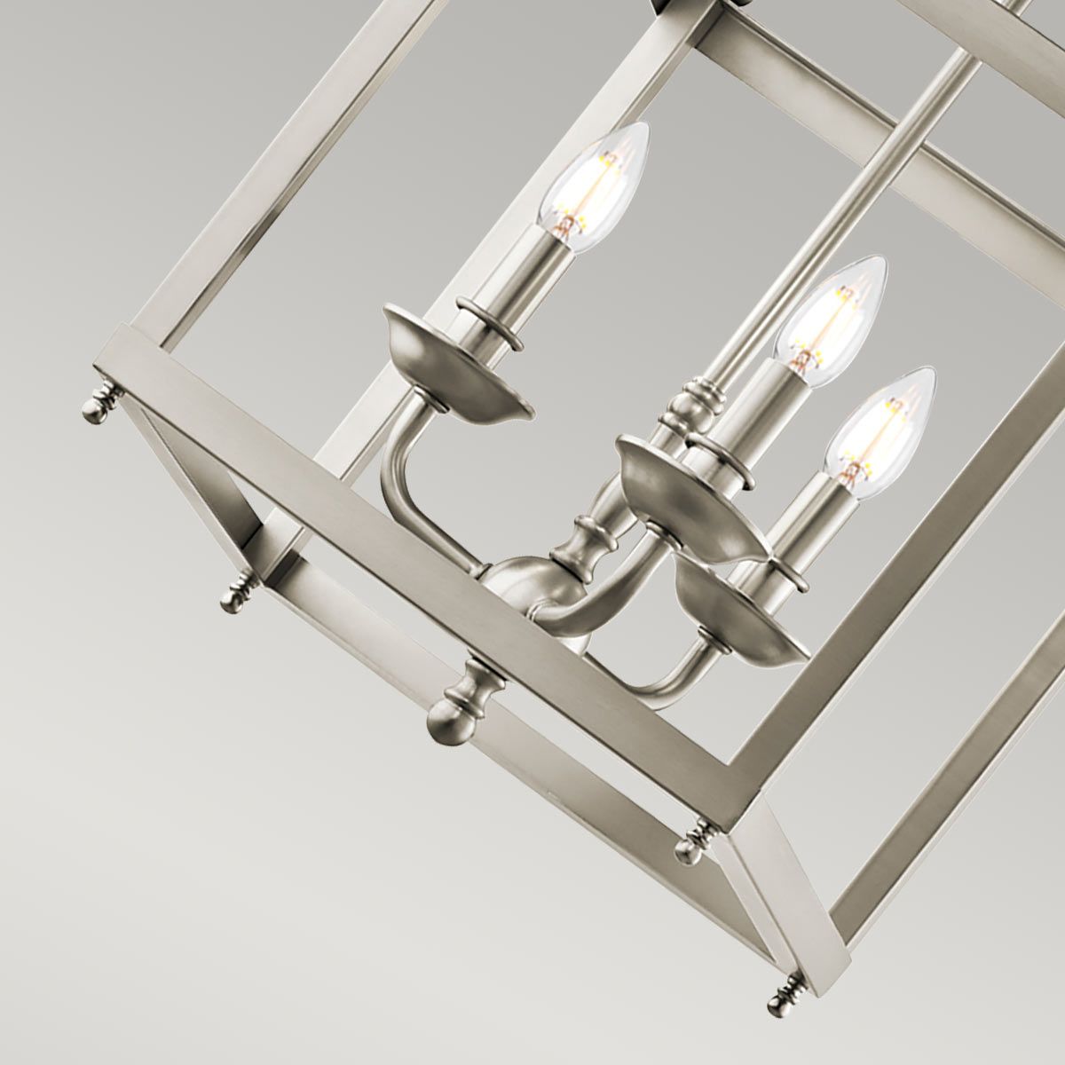 Larkin Vintage Victorian Tri-Bulb Nickel Pendant Lantern