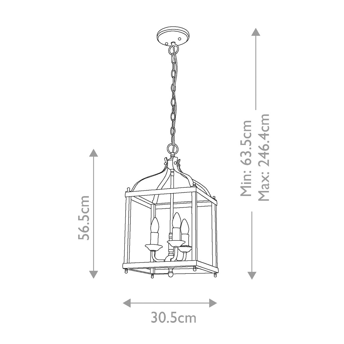 Larkin Vintage Victorian Tri-Bulb Nickel Pendant Lantern