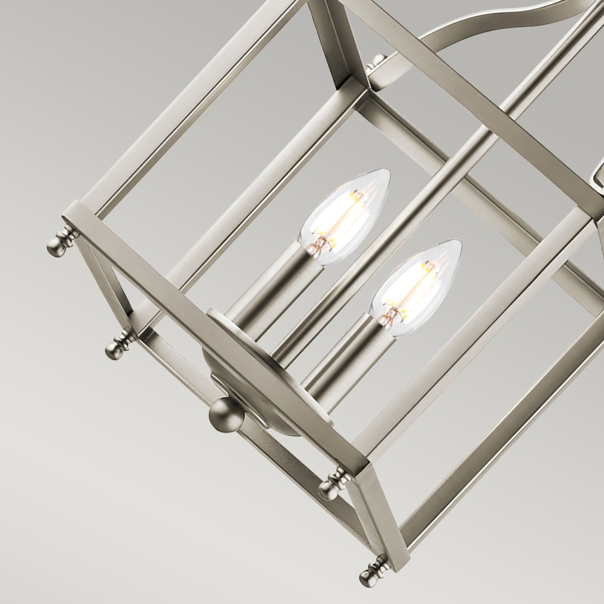 Vintage Victorian Larkin Dual-Bulb Brushed Nickel Pendant Chandelier