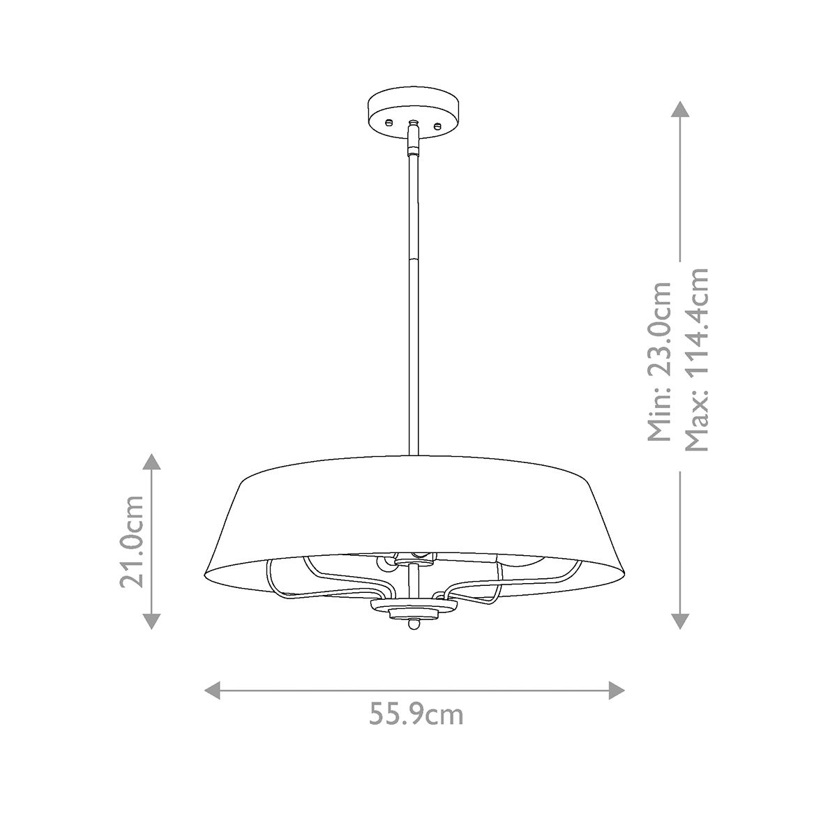Luella 4lt Duo-Mount Pendant Black & Brass