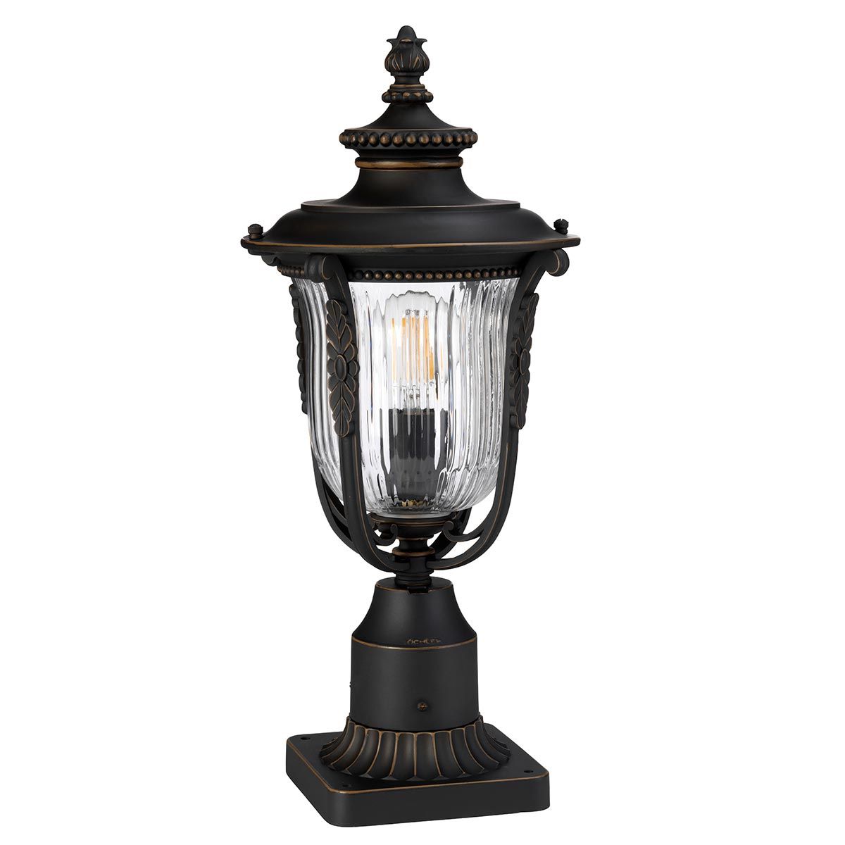 Luverne Victorian Bronze Garden Pedestal Lantern