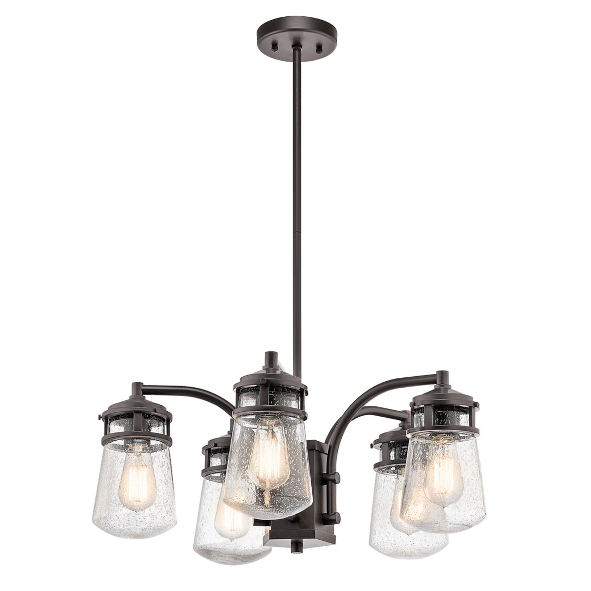 Lyndon Collection: Architectural Bronze 5-Light Outdoor Chandelier