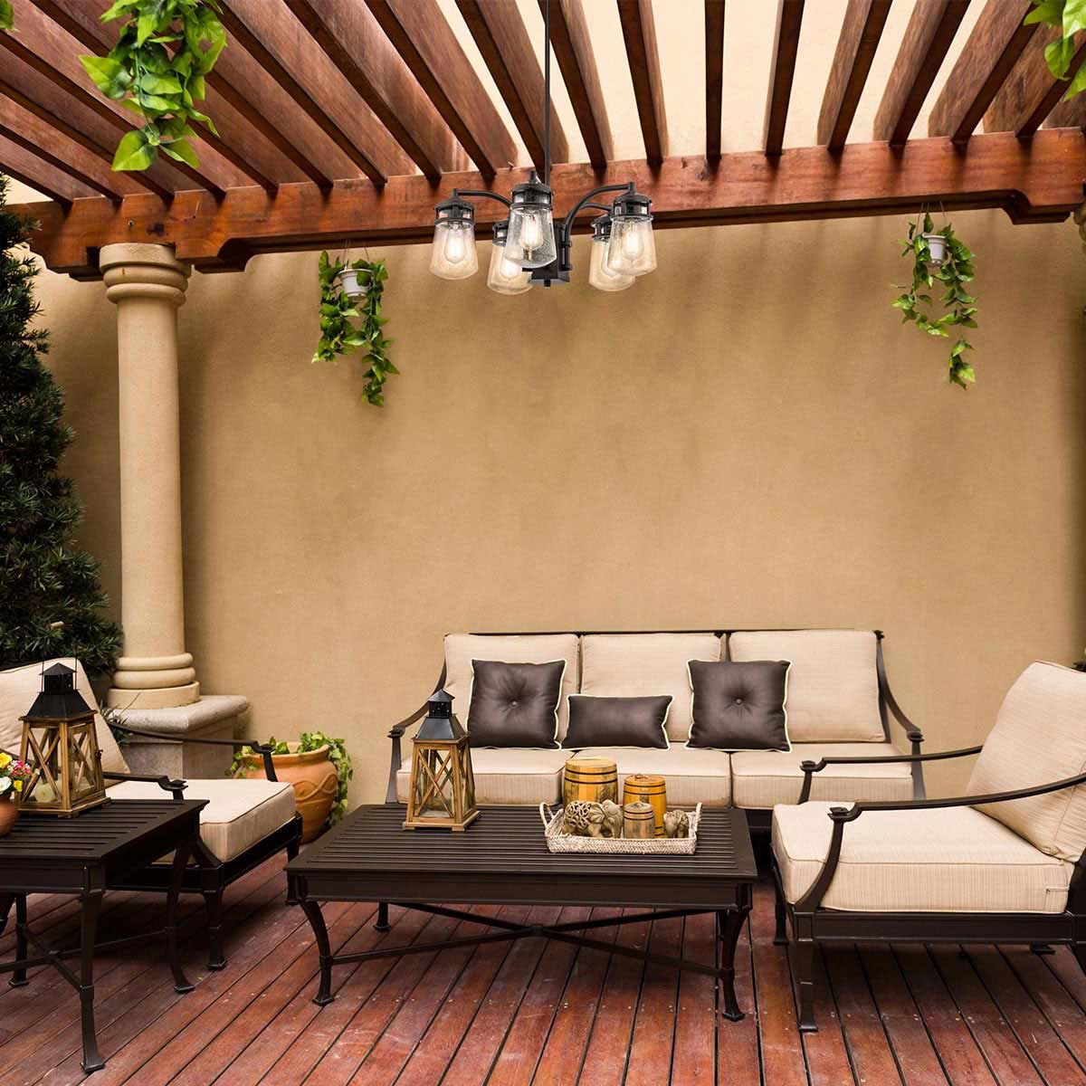 Lyndon Collection: Architectural Bronze 5-Light Outdoor Chandelier