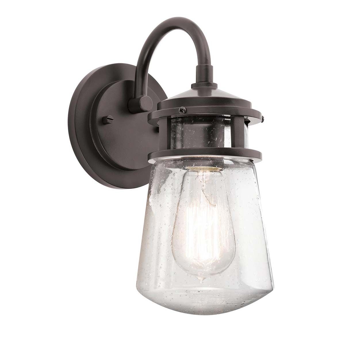 Lyndon Architectural Bronze Wall Sconce with Seeded Glass