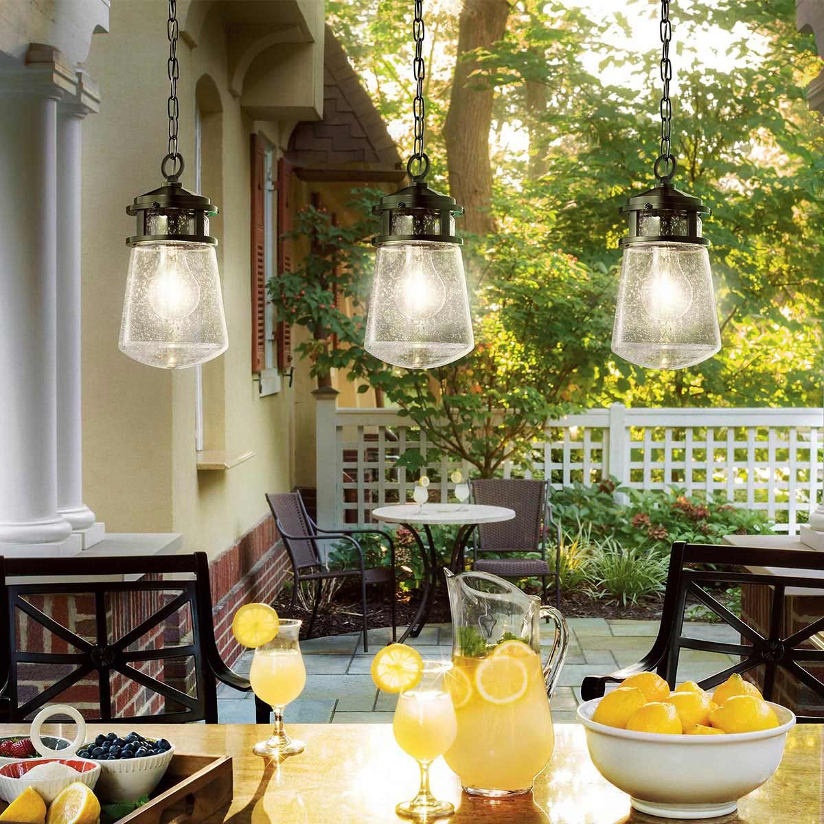 Lyndon Architectural Bronze Seeded Glass Pendant Light