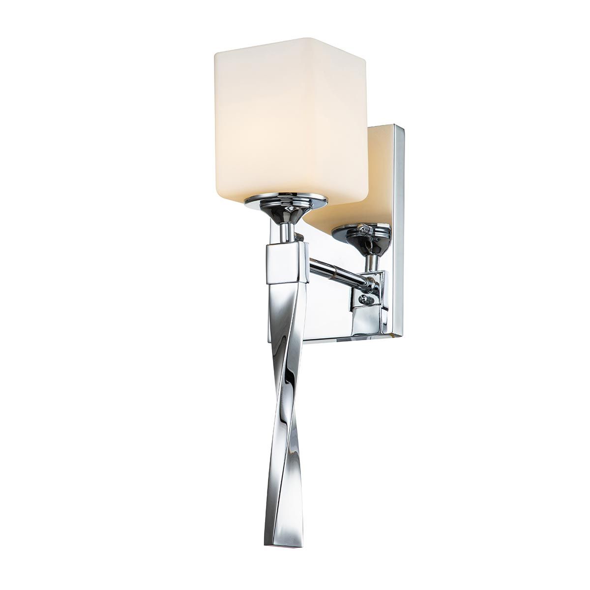 Marette Polished Chrome Bathroom Wall Light with Satin Etched Opal Glass