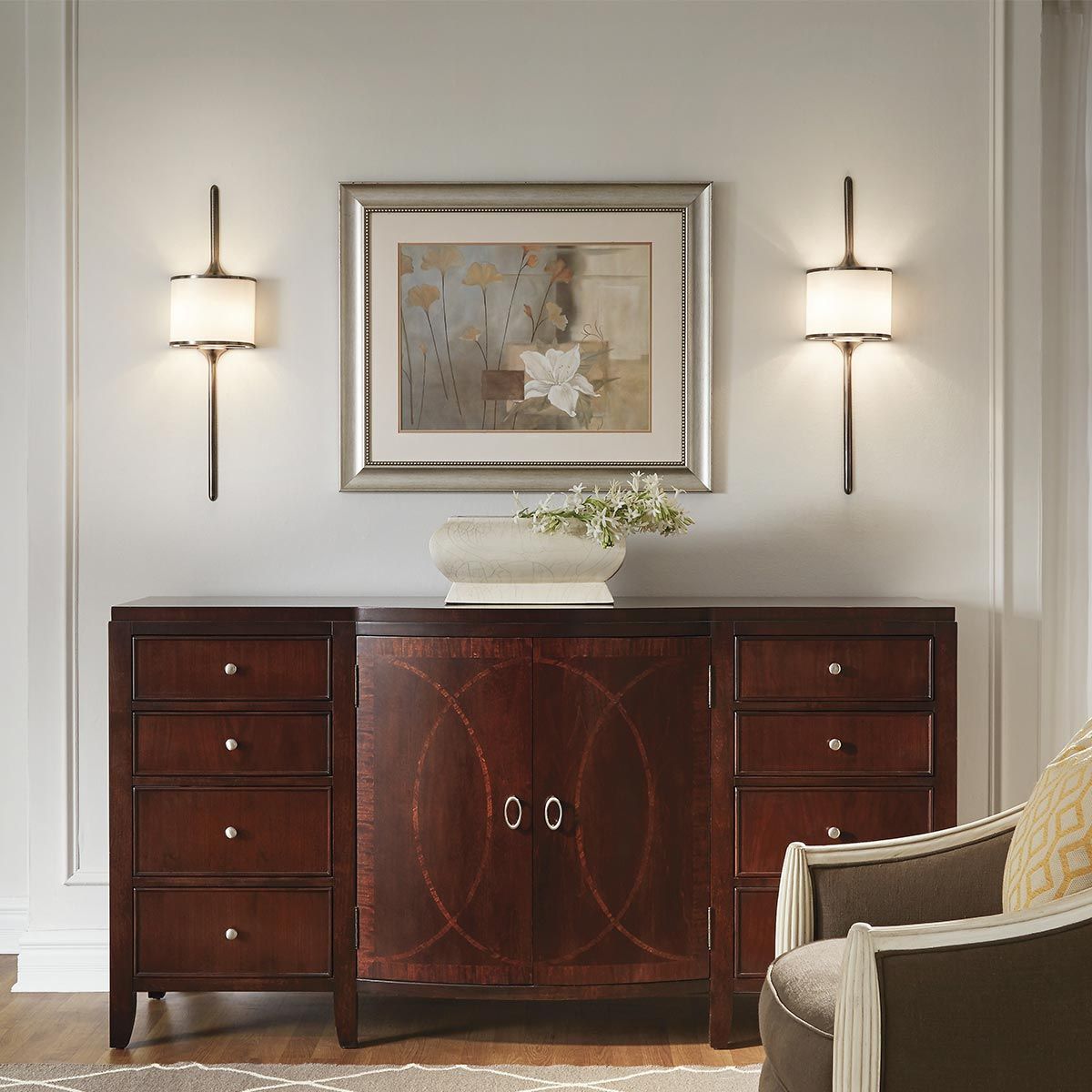 Mona Dual-Light Wall Sconce in Classic Pewter Finish